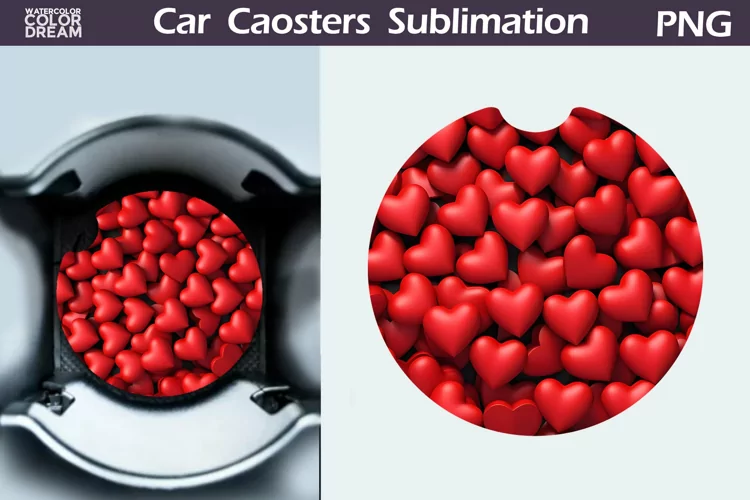Heart Car Coaster | 3D Heart Coaster | Car Coaster