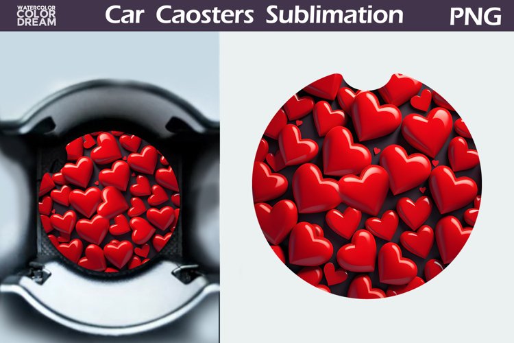 Heart Car Coaster | 3D Heart Coaster | Car Coaster