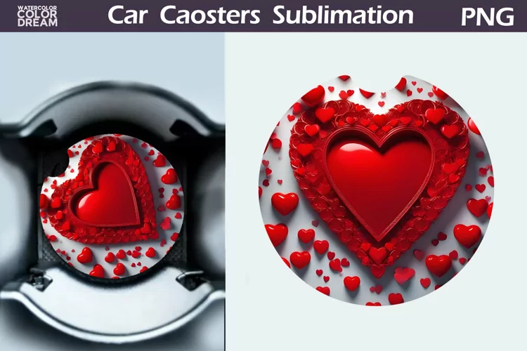 Heart Car Coaster | 3D Heart Coaster | Car Coaster