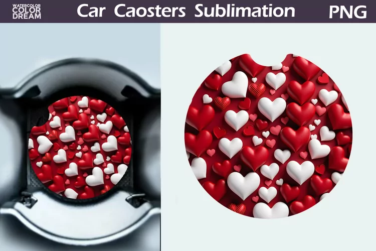 Heart Car Coaster | 3D Heart Coaster | Car Coaster