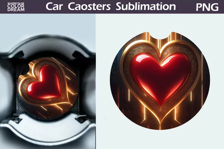 Heart Car Coaster | 3D Heart Coaster | Car Coaster