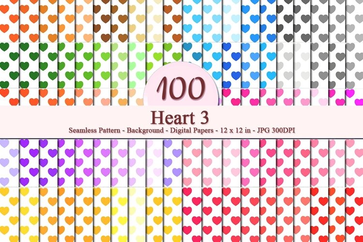 Heart 3 Valentine Seamless Pattern Digital Papers
