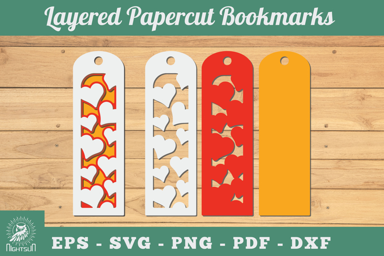 Heart 3D Papercut Bookmarks SVG