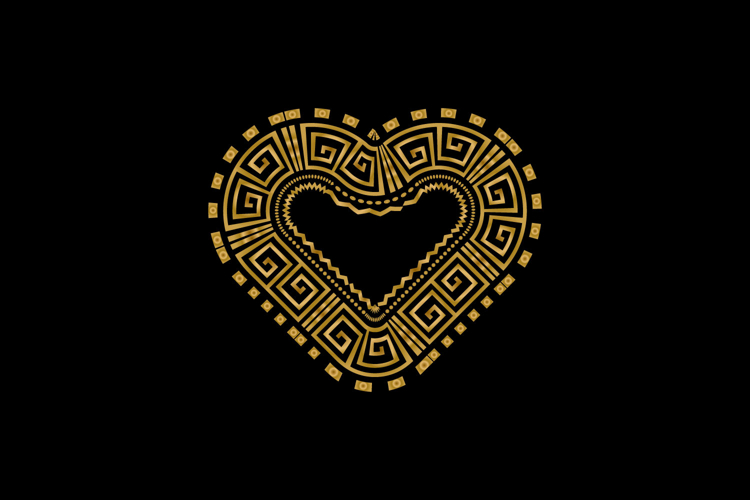 Heart abstract art decorative ornament luxury golden isolate