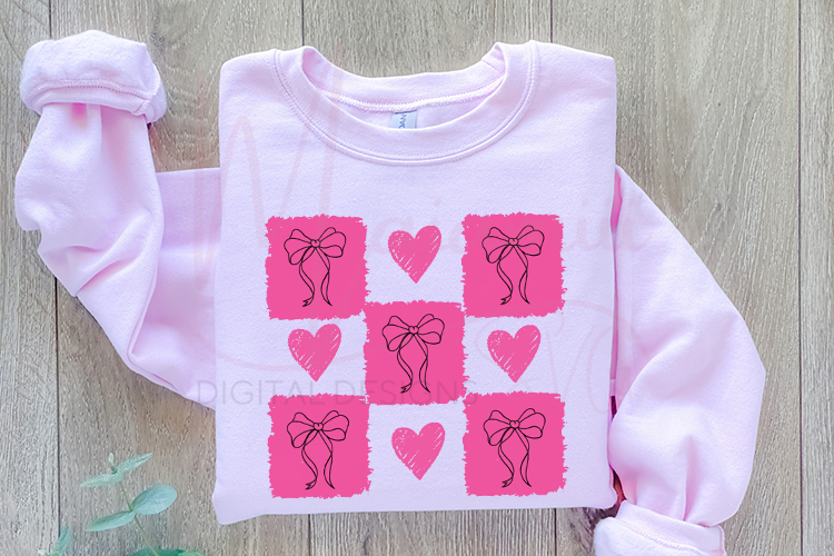 Checkered Valentine’s Day PNG Trendy Pink Valentine Design