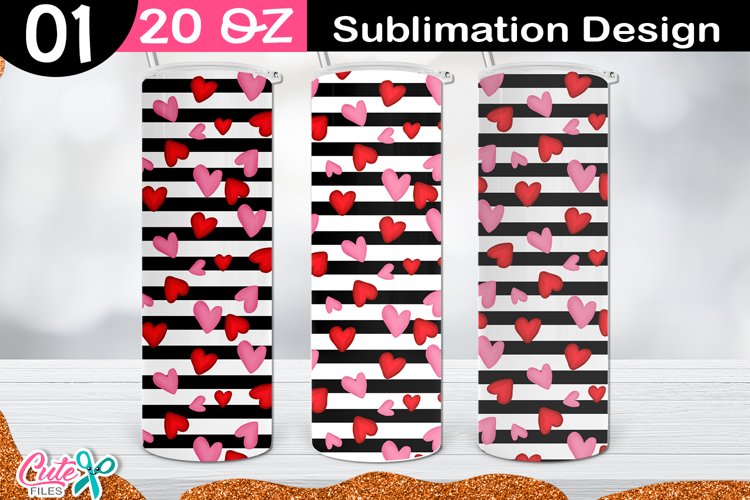 Valentines Day 20 Oz Skinny Tumbler Sublimation design