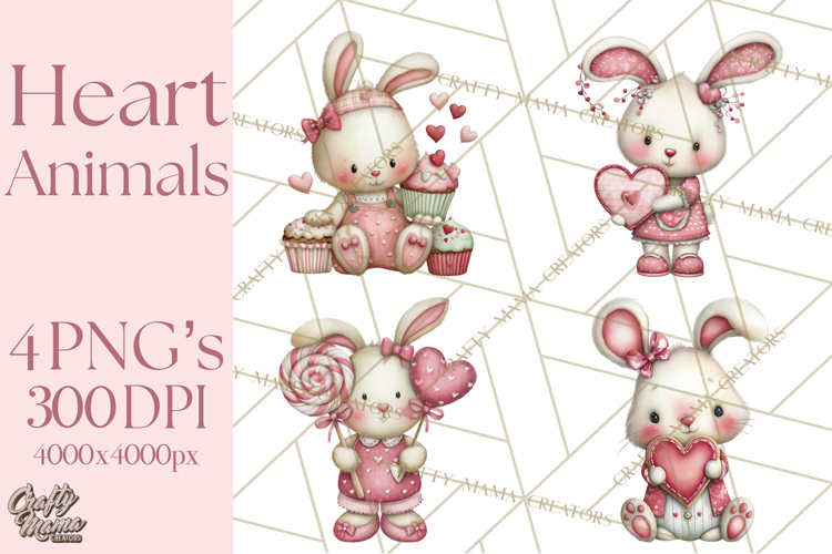 Valentine Clipart PNG, Cute Critters Hearts, Puppies Kittens