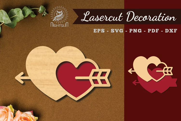 Heart Arrow Laser Cut Decoration