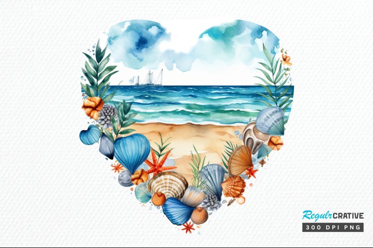 Watercolor Beach Clipart Image 14