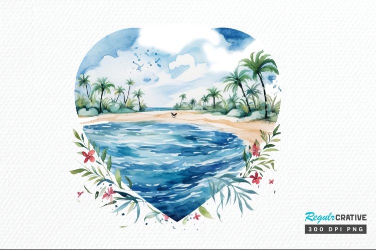 Watercolor Beach Clipart Image 17