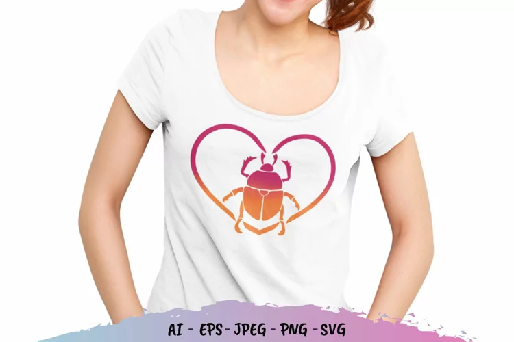 Heart Beetle with Gradient Color SVG