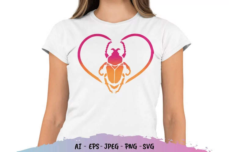Heart Beetle with Gradient Color SVG