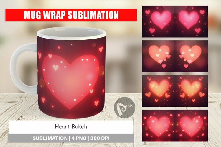 Mug Wrap Heart Bokeh