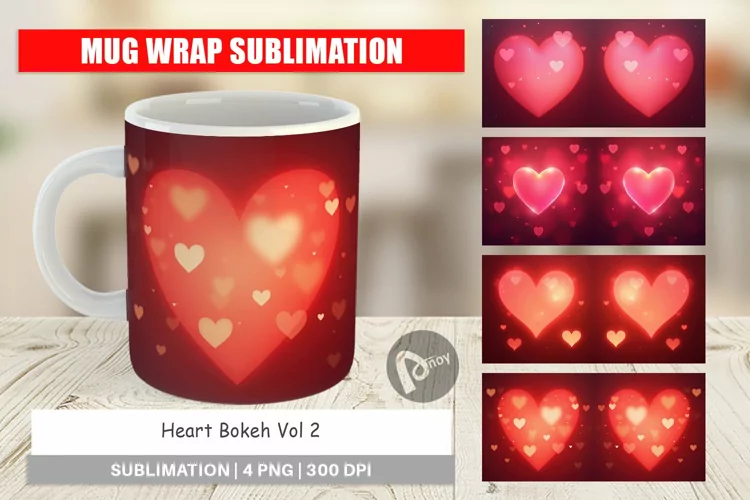 Mug Wrap Heart Bokeh