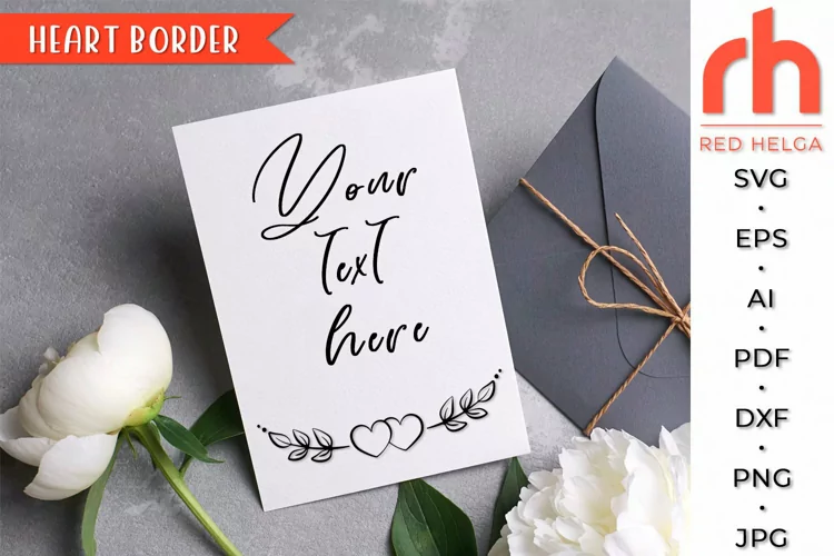 Heart Border SVG, Leaves Wreath Cut File, Wedding Divider