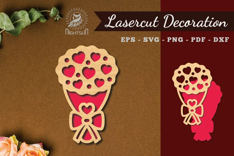 Heart Bouquet Laser Cut Decoration