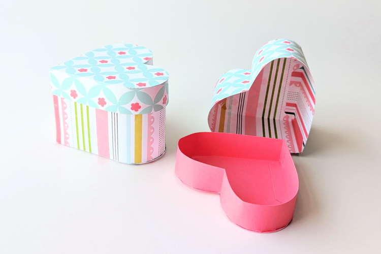 Valentines Day Heart Gift Box with Lid SVG File