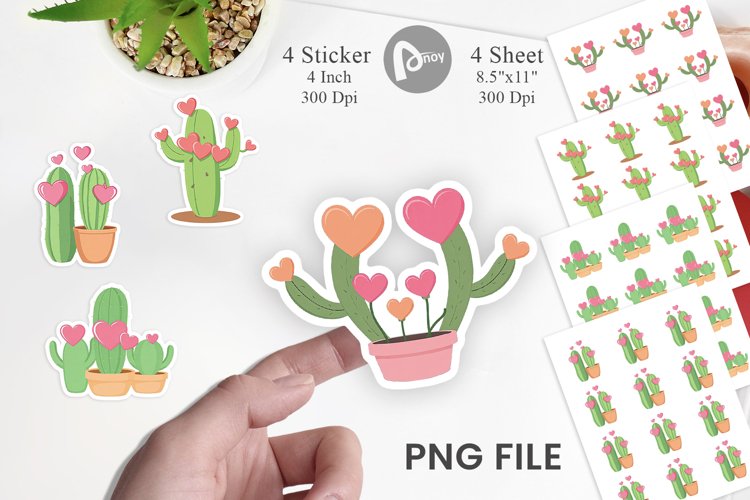 Heart Cactus Sticker