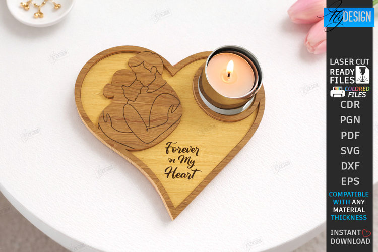 Heart Tea Light Candle Holder Laser Cut | Valentines Day SVG