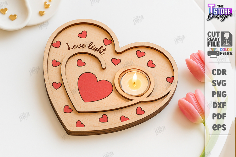 Heart Shaped Candle Holder Laser Cut|Valentines Candlestick