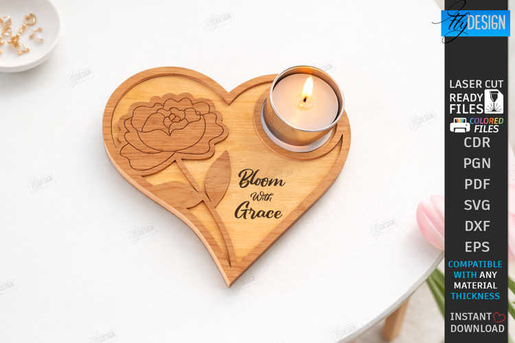Heart Tea Light Candle Holder Laser Cut | Valentines Day SVG