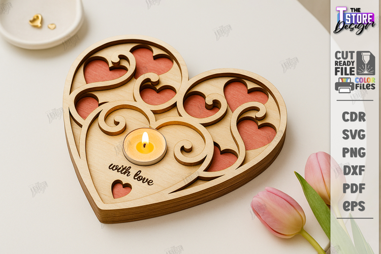 Heart Shaped Candle Holder Laser Cut|Valentines Candlestick