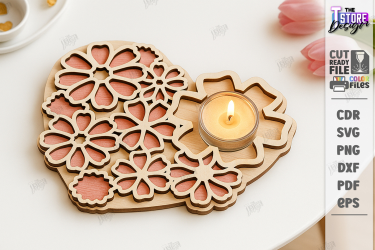 Heart Shaped Candle Holder Laser Cut|Valentines Candlestick