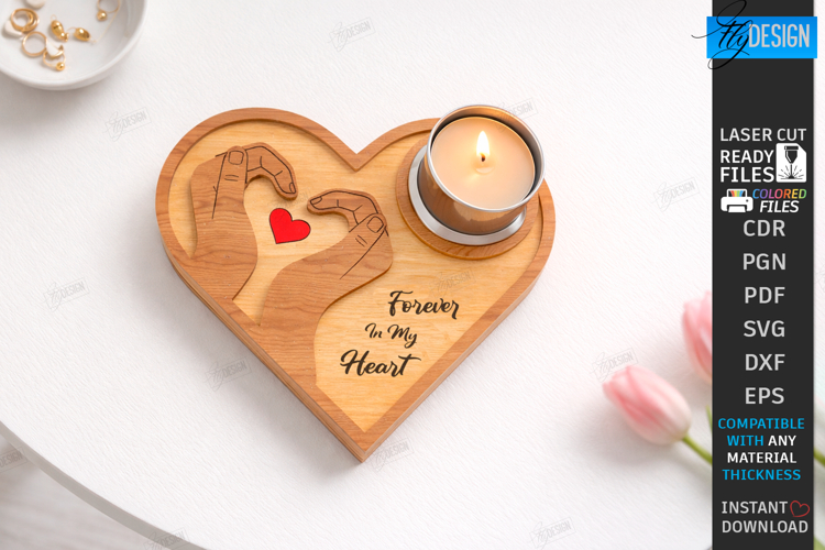 Heart Tea Light Candle Holder Laser Cut | Valentines Day SVG