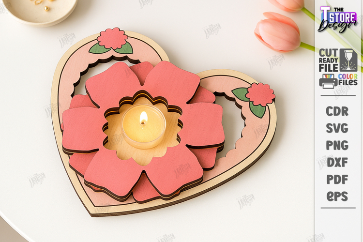 Heart Shaped Candle Holder Laser Cut|Valentines Candlestick