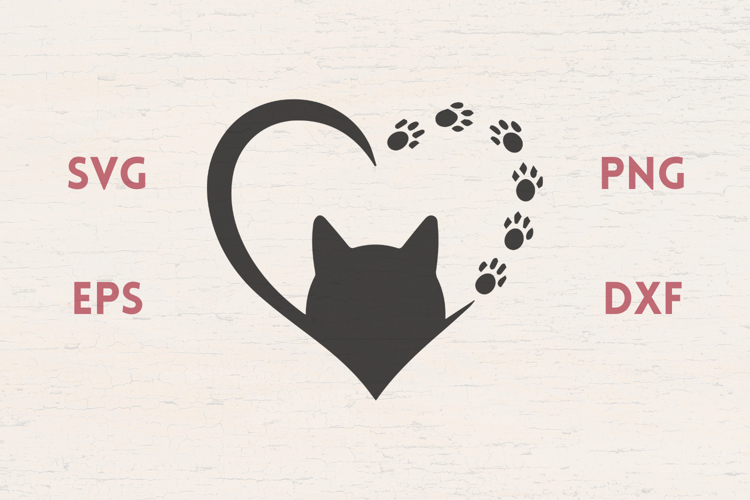 Heart cat Paw prints