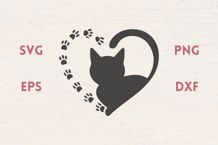 Heart cat Paw prints 2 SVG