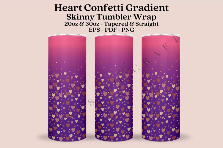 Heart Confetti Valentine Skinny Tumbler Sublimation Wrap