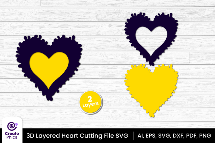 3d layered heart cut file | romantic love cutting SVG