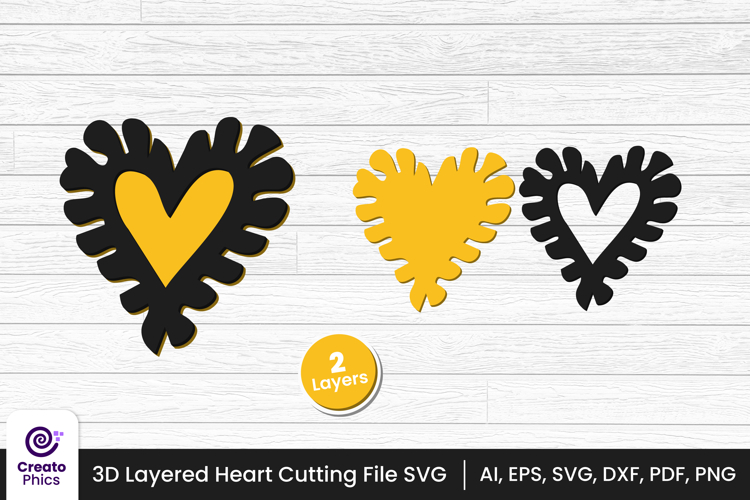 3d layered heart cut file | romantic love cutting SVG