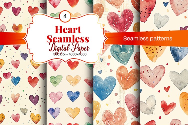 Heart Digital Paper Seamless Digital Pattern example image 1