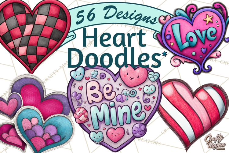 Whimsical Valentine Heart Doodle Clipart Cute PNG, Love Png