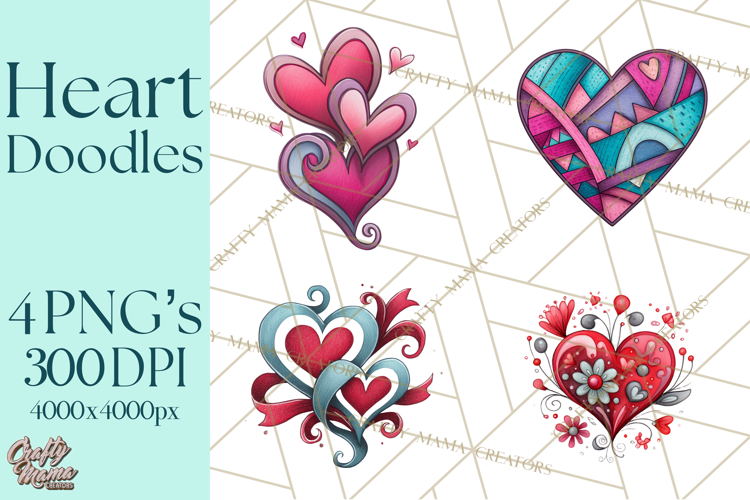 Whimsical Valentine Heart Doodle Clipart Cute PNG, Love Png