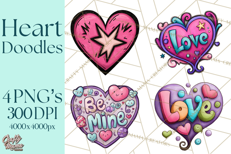Whimsical Valentine Heart Doodle Clipart Cute PNG, Love Png