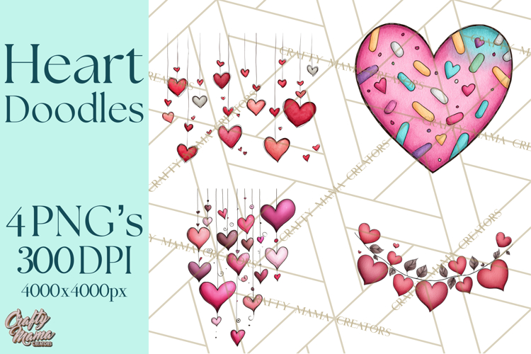 Whimsical Valentine Heart Doodle Clipart Cute PNG, Love Png
