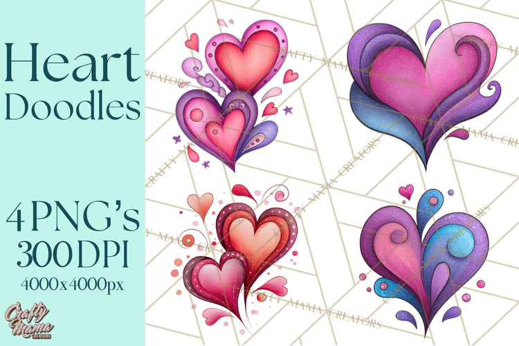 Whimsical Valentine Heart Doodle Clipart Cute PNG, Love Png