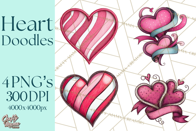 Whimsical Valentine Heart Doodle Clipart Cute PNG, Love Png