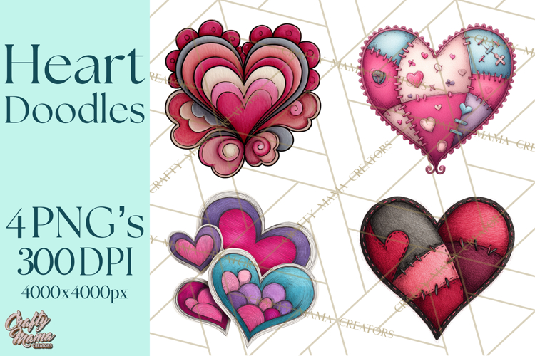 Whimsical Valentine Heart Doodle Clipart Cute PNG, Love Png