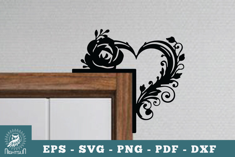 Heart Door Corner Lasercut SVG example image 1