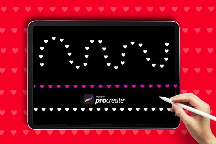 Heart Dot Liner Procreate Brush |Valentines Day