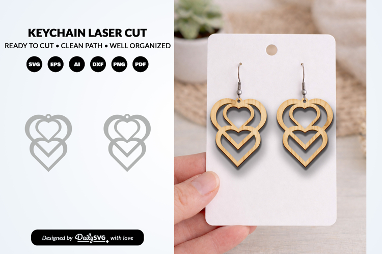 Heart Earring SVG - Laser Cut Jewelry Template