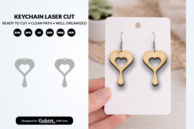 Heart Earring SVG - Laser Cut Jewelry Template