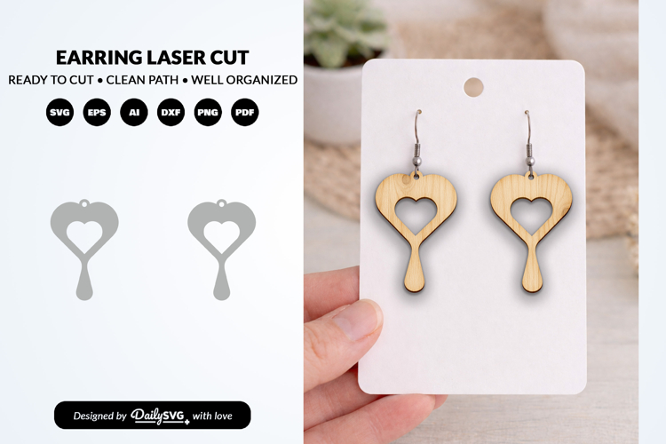 Heart Earring SVG - Laser Cut Jewelry Template