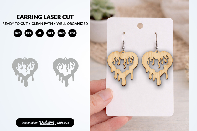 Heart Earring SVG - Laser Cut Jewelry Template