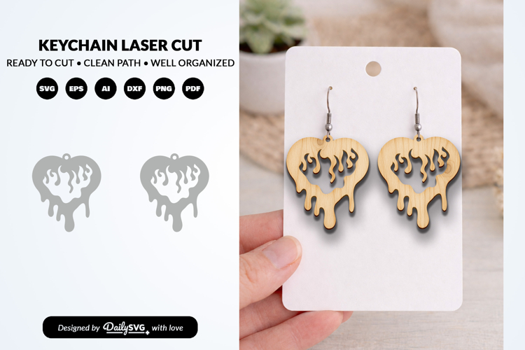 Heart Earring SVG - Laser Cut Jewelry Template