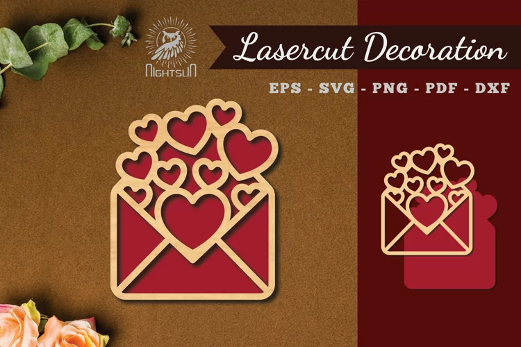 Heart Envelope Laser Cut Decoration
